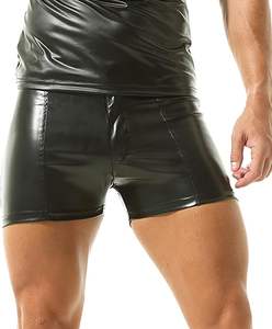 Shorts en cuir véritable pour hommes, coupe slim moderne, style streetwear, service OEM pour les soirées en club - Product Image 1