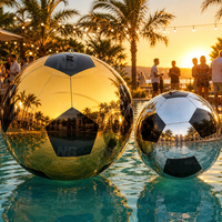 Ballon de football miroir gonflable or et argent, personnalisable, réfléchissant, pour événements et expositions commerciales