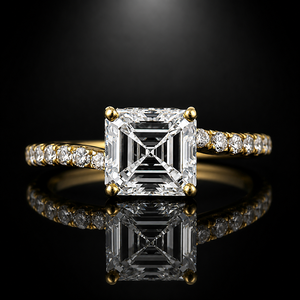 Bague de fiançailles en or jaune avec diamant taille Asscher de 1,5 carat, pureté VVS2, certifié IGI, pour femme - Product Image 1