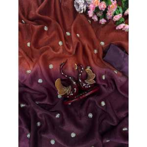Sari de Noche de Diseñador con Trabajo de Lentejuelas para Fiestas - Product Image 1