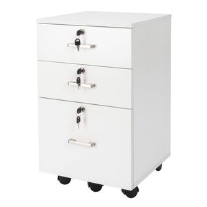Armadietto Portadocumenti in Legno Bianco con Tre Cassetti, Mobili in Legno per Archiviazione - Product Image 4