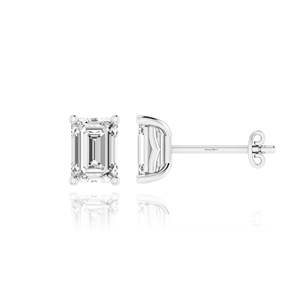 2.00 CTW Emerald Cut Lab Grown Diamond Stud <b>Earrings</b> IGI Certified 14K Solid Gold Classic Solitaire Screw <b>Back</b> for Women - Product Image 4