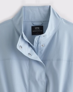 <b>Light</b> Blue Utility Windbreaker <b>Jacket</b> With Button Up Collar Full Sleeve Woven Polyester Spring Wear - Product Image 2