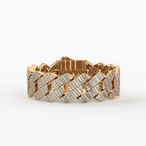 Bracelet cubain en or 14K plaqué rhodium, diamants CVD de laboratoire, maillons pavés, luxe, style hip-hop, unisexe, anniversaire, tiers - Product Image 2