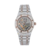 Reloj de Lujo Moderno Cuadrado de Cuarzo, Aleación de Acero Inoxidable, Cristal de Zafiro, 41 mm, Diamantes Moissanite, Resistente al Agua 10 Bar, Unisex