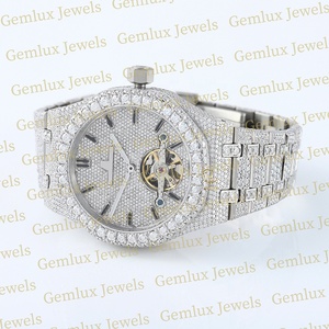 Diseño de moda Totalmente Iced Ouy D VVS Moissanite Diamond Movimiento automático Reloj de diamantes para hombres - Product Image 3