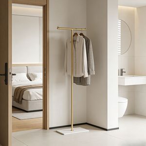 Appendiabiti Autoportante in Metallo Dorato con Base in Marmo, Appendiabiti Multiuso per Camera da Letto e Porta Cappelli - Product Image 6