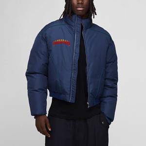 Hot Selling Custom Screen Printed Logo Comfortable Hooded Puffer <b>Jacket</b> Men <b>Winter</b> Casual Wear Full Zip Front High Street - Product Image 1