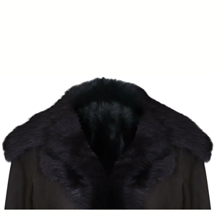 Abrigo de piel de oveja auténtica para mujer, color marrón oscuro, clásico, largo, para invierno - Product Image 6