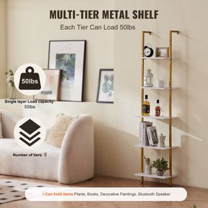 Scaffale a 5 livelli da parete con struttura in metallo, 15.6x11.8 pollici, per libri e oggetti vari - Product Image 2