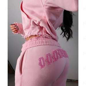 Conjunto de Sudadera con Capucha y Pantalones Deportivos Casuales Unisex con Logotipo Personalizado OEM, 100% Algodón, Cierre de Cremallera, Lavado Ácido Vintage, Ecológico - Product Image 5