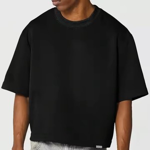 Camisetas Cortas para Hombre, 100% Algodón, Peso Pesado 300GSM, Tela Exclusiva, Color Negro, Cuello Redondo, Estilo de Manga Corta, Talla para Adultos - Product Image 5