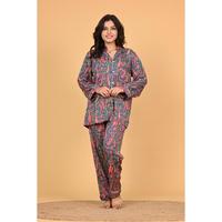 Conjunto de Pijama de Crepé Estampado para Mujer, Ropa de Dormir Suave y Cómoda, Conjunto de Dos Piezas