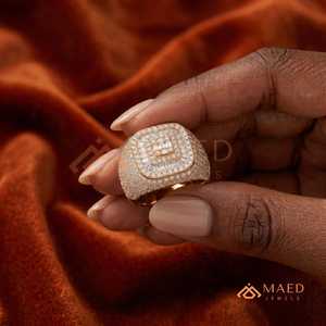 Moissanite Ring Men Hip Hop Rose Gold Plated 925 Sterling Silver <b>Cushion</b> Halo Luxury Statement Jewelry Gift - Product Image 4