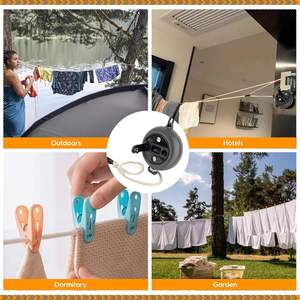 Corde à linge portable à manivelle, pliable, rétractable, coupe-vent, pour la maison et l'hôtel - Product Image 4