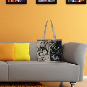 Sac fourre-tout en toile de coton noir de 210g/m2, imprimé et de conception personnalisée robuste, disponible en différentes tailles - Product Image 2
