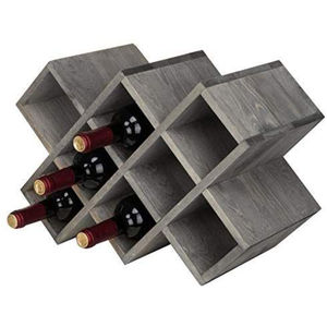 Soporte de pared industrial de metal galvanizado estilo rústico con 4 compartimentos para almacenamiento y organizador de botellas de vino, al por mayor y a precio económico. - Product Image 5