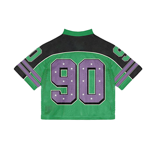 เสื้อฟุตบอลอเมริกันสีเขียวแบบตาข่าย คอวี แขนสั้น เบอร์ 90 พิมพ์ลายแบบซับลิเมชั่น ชุดกีฬาผู้ชายระบายอากาศได้ดี - Product Image 2