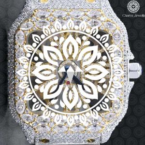 Montre de luxe pour homme Charm Jewells, boîtier en acier inoxydable, lunette sertie de diamants, mouvement mécanique, cadran de 40 mm, bracelet en silicone, 10 bars - Product Image 5