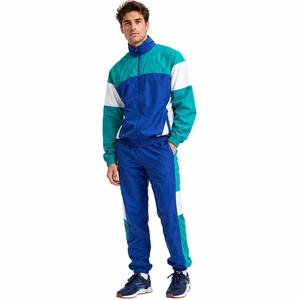 Survêtement classique en nylon pour homme, veste de sport légère à fermeture éclair intégrale avec pantalon à taille élastique, confortable pour la course à pied et l'entraînement - Product Image 5