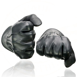 Gants de moto en cuir de vachette noir pour homme Samroz Sports - Product Image 4