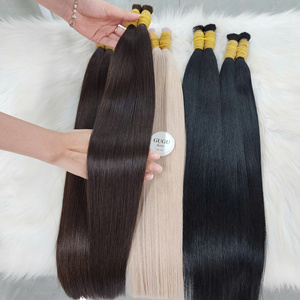 100% Raw Super Double Drawn <b>Silky</b> Straight 24 Inches Human Vietnamese Hair Extensions Bulk #14 Brown Color Customizable Women - Product Image 2