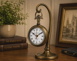 Antique Brass Hanging <b>Desk</b> <b>Clock</b> Vintage Roman Numeral Tabletop Timepiece Classic Decorative <b>Clock</b> for Home & Office - Product Image 5