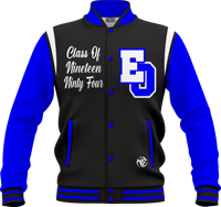 Jaket Varsity Panther Pride Musim Dingin Biru Merah Lengan Panjang Kancing Depan Bordir Pola Solid Unisex Dewasa Regular Fit
