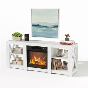 Mobile TV con Caminetto a Doppia Faccia Bianco da 58 Pollici, 149 * 40 * 60 cm, con Caminetto da 18 Pollici - Product Image 2