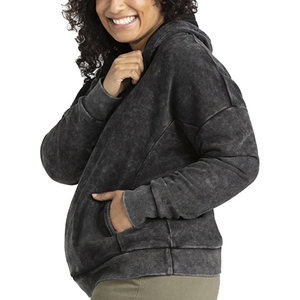 Sudadera con capucha para mujer, color sólido, manga larga, tejido de punto, transpirable, para otoño - Product Image 1