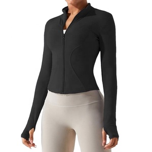 <b>Women's</b> Full-Zip Slim Fit Crew Neck Plaid Pattern Water Resistant Sports <b>Jacket</b> Reversible Yoga Track Sustainable Long Sleeve - Product Image 1