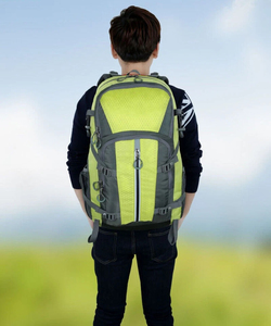 Orange <b>Nylon</b> Travel Backpack 30 40L Large Capacity Lightweight Outdoor <b>Bag</b> Unisex with Adjustable <b>Shoulder</b> Straps Zipper Pockets - Product Image 5
