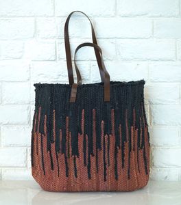 Sac fourre-tout en coton avec anses en cuir, motif uni, style bohème, écologique, sac à bandoulière ouvert pour femme - Product Image 5