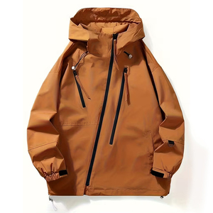 Unisex Lightweight Hooded Windproof <b>Jacket</b> Full-Zip Waterproof Casual Polyester Coat Zippered Pockets Spring Autumn Outerwear - Product Image 1