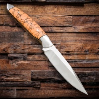 Couteau de chasse et de camping artisanal SIZZCO, lame fixe en acier D2, couteau utilitaire OEM EDC avec étui en cuir, meilleur cadeau