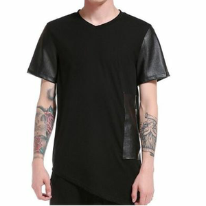Camisetas de manga larga de cuero de talla grande de ajuste holgado para hombre, camisetas alargadas de verano de media manga, ropa de calle transpirable - Product Image 1