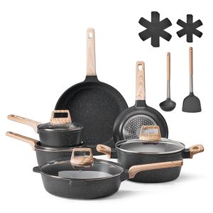 Set di Pentole e Padelle Antiaderenti in Granito da 17 Pezzi per Cucina e Camper, Ideale per Friggere e Preparare Salse - Product Image 1
