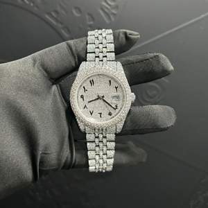 Reloj de Diamantes Cultivados en Laboratorio Personalizado de Alta Calidad Estilo Hip Hop para Hombre, Reloj de Diamantes VVS para Regalo - Product Image 5
