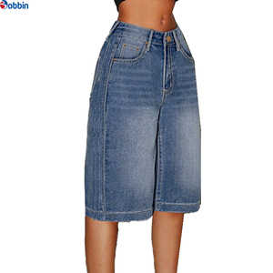 Pantalones cortos vaqueros de mezclilla de verano para mujer, de alta calidad, holgados, de pierna ancha, de longitud media, diseño único, estilo casual - Product Image 3