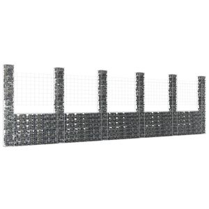 Panier gabion en forme de U avec 6 poteaux en fer 244,1''x7,9''x78,7'' Clôtures, treillis et portails - Product Image 1