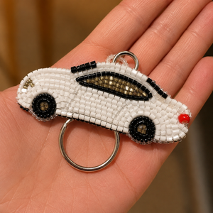 Crystal Handwork <b>Car</b> Embroidered Seed Bead Keychain Beaded Bag Charm Boutique Fashion <b>Key</b> <b>Ring</b> For Bag Purses & <b>Key</b> Gifting - Product Image 1