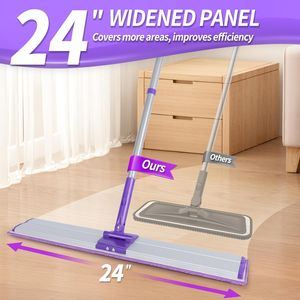 Mop in Microfibra da 24 Pollici per Pavimenti Asciutti/Bagnati, per Legno, Laminato, Piastrelle, Vinile, 4 Microfibre Lavabili e Riutilizzabili per la Pulizia dei Pavimenti - Product Image 3
