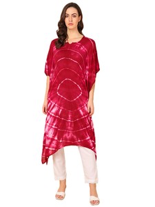 High Quality Designer Rayon <b>Kaftan</b> Tie Dyed Solid <b>Summer</b> Daily Wear Regular Fit Sweetheart Neck Best Price by Supplier - Product Image 1