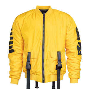 Yellow Winter Techwear Bomber <b>Jacket</b> Men Hooded Waterproof Corduroy Streetwear Tactical Windbreaker Hip Hop Cargo Straps Buckles - Product Image 2