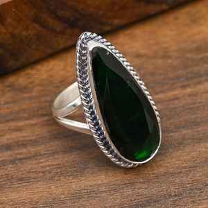Bague en diopside chromée, argent sterling 925 massif, faite à la main, bijou en pierre naturelle, cadeau pour femme - Product Image 6