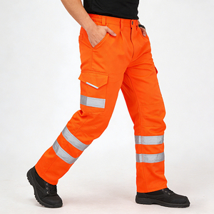 Pantalons de travail imperméables de sécurité de classe 2 ANSI pour hommes, design personnalisé, orange avec bandes réfléchissantes - Product Image 5