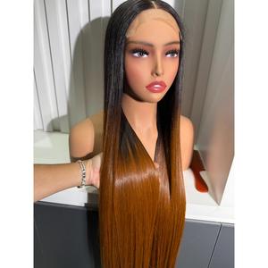 Perruque lisse et volumineuse avec frange, cheveux vierges vietnamiens, brun foncé pré-coloré, ligne de cheveux naturelle, vente en gros - Product Image 4