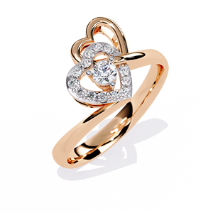 Anillo de oro macizo de 14k con diamante de corte redondo en forma de corazón para mujer, diseño de flor, para regalo, compromiso, aniversario, boda - Product Image 4