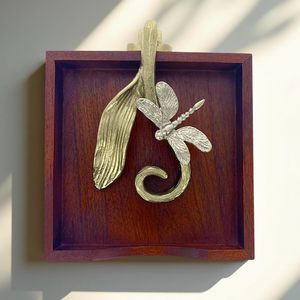 Napkin Holder Solid Wood Brown Finish Home Decor & <b>Kitchen</b> Decor Table Countertop issue Holder with Metal <b>Ornament</b> Arm in Silver - Product Image 3