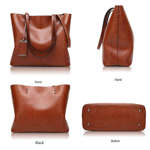 Bolso Tote de Cuero Genuino Clásico para Mujer, Gran Capacidad, Estilo Casual, Color Marrón, Dos Asas, Diseño Abierto, Uso Diario - Product Image 3
